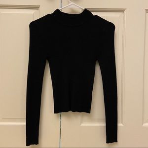 Black Knit Long Sleeve Tee